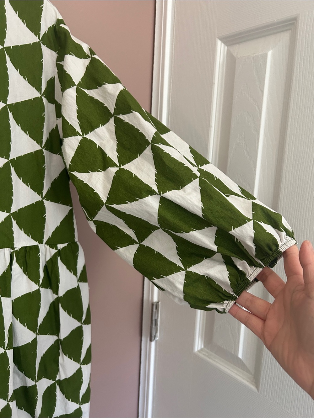 Anthropologie Maeve The Bettina Tiered Shirt Dress Green Geometric Boho Size L - Picture 8 of 10
